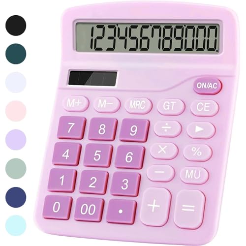 Office Desk Calculator, Cute Calculator for Kids, Basic Calculators Desktop, Dual Power Simple Financial Calculator with Big Button Large Display for Office Home and School (Purple) by PUNGLTD - Used condition - US$6.71
