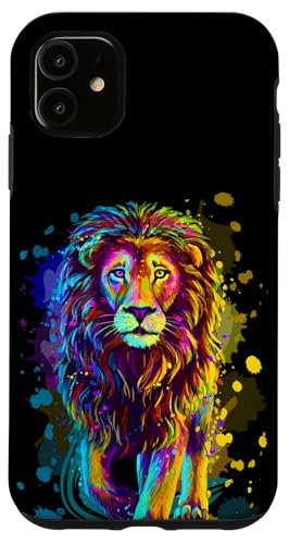 Cool Colorful Wild Lion Stylish T Shirt, Lion Graphic Design �X�}�z�P�[�X iPhone 11 �p