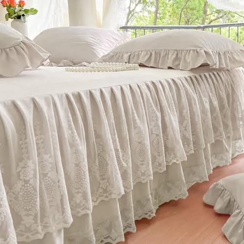 Falda de cama elástica de encaje que oculta el somier fácilmente 4