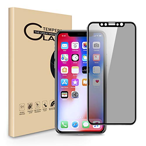 Privacy Screen Protector for iPhone XS iPhone X, [1-Pack] Full Coverage Anti-Spy Anti-Scratch Tempered Glass Film Shield for Apple iPhone XS/ X 5.8 inches (black)