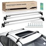 YHTAUTO 48'' Universal Roof Rack Rail Cross Bars w/Hardware Fit Sedan Car Without Roof Side Rails Adjustable from 30' to 42', T6063 Aluminum CrossBars Anti-Rust with for Snowboard Skiboard Kayak Bike