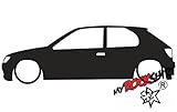  myrockshirt 2X Aufkleber Low Peugeot 306 2 3 Door XSi D-Turbo S GTI-6 S16 16v Outline Sticker Low Lowered Tiefer Tiefergelegt `+ Bonus Testaufkleber Estrellina-Glückstern ®, gedruckte Montagean