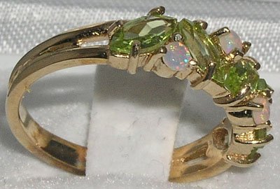 LetsBuyGold 10k Yellow Gold Real Genuine Peridot & Opal Womens Eternity Ring3