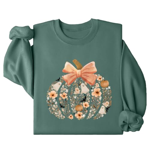 Vintage Floral Pumpkin Ghost Sweatshirt Halloween Floral Fall Ghost Shirt
