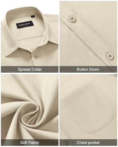 Image of Alimens & Gentle Men's Short Sleeve Dress Shirts Wrinkle Free Untucked Casual Button Down Shirt