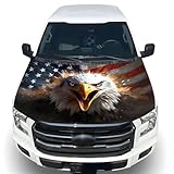 Tobethay American Car Hood Cover - 59x51 in Car Hood Cover Eagle Flag Bonnet Banner with 2 Adjustable Triangular Fasteners, Universal Fit for Trucks, SUV, 250th Anniversary Flag