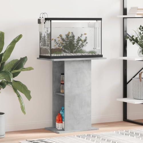 Homgoday Soporte para acuario, mesa para acuario, armario inferior para acuarios, armario de terrario, color gris hormigón, 60,5 x 36 x 72,5 cm, material de madera