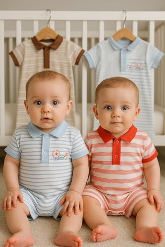 Image of TuddyBuddy 100% Cotton Romper /Jumpsuit /Bodysuit Set for Baby (Pack of 2 Playsuits)