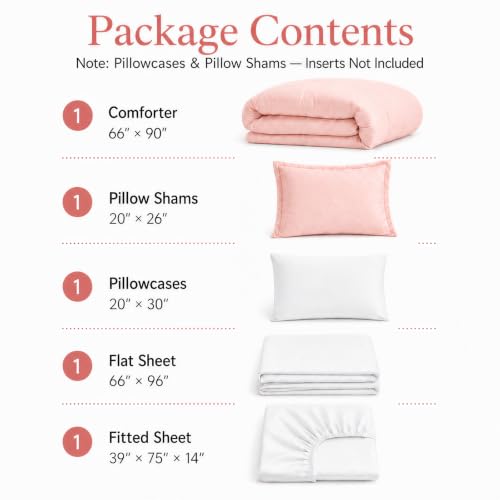 Image of weigelia Pink Twin Comforter Set with Sheets - 5 Pieces Bed in a Bag Twin
