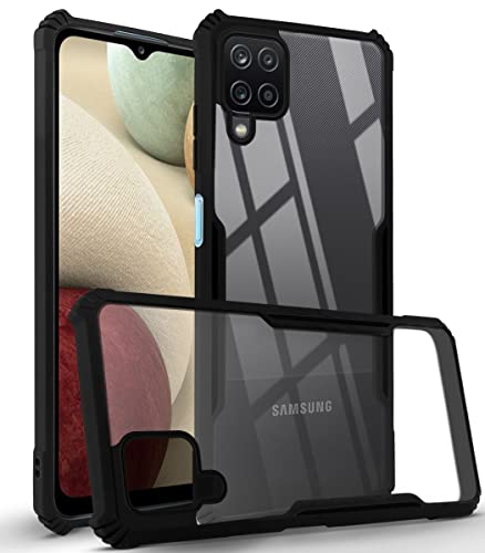 Image of Jkobi Hard PC Crystal Bumper Shockproof Back Cover Case for Samsung Galaxy A12 with Camera Protection (Matte Black)