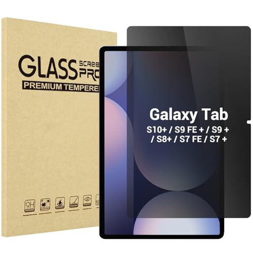 ProCase Privacy Screen Protector for Galaxy Tab S10 Plus/S9 FE Plus/ S9 Plus/ S8 Plus/ S7 FE/ S7 Plus 12.4 Inch, Anti-Spy Tempered Glass Film Guard for Samsung Tablet SM-X820/X610/X810/X800/T730/T970