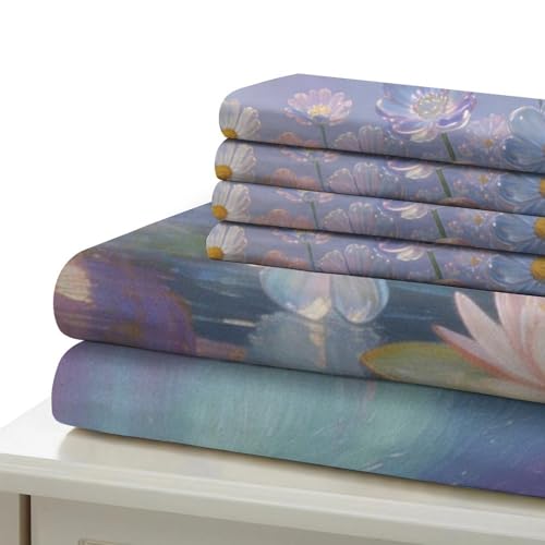 Couverture de couette imprimée 3d fleurs violettes douce respirante