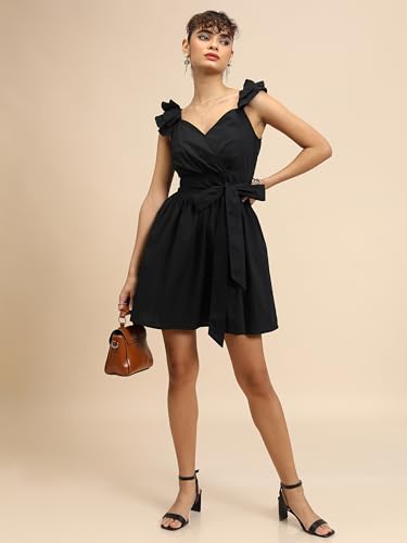 Image of Tokyo Talkies Women's Sleeveless V-Neck Solid Dresses | Stylish Dresses | Casual Dresses