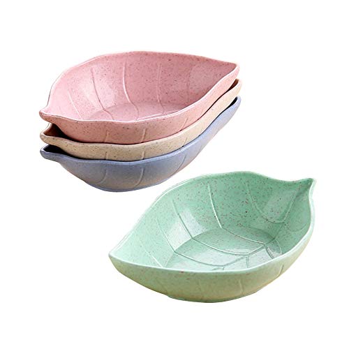 Cuencos creativos de paja de trigo para tentempiés, para dippear, para salsa de soja, 4 unidades Leaf Shape