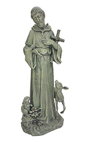 Napco 19926 16.75 Inch Resin Constructed Saint Francis With Animals Decorative Garden Statue For Indoor And Outdoor Display, Stone #TOP10