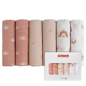 GLLQUEN Musselintücher für Babys, 6 Stück Spucktücher aus Baumwolle 70 cm x 70 cm, saugfähig und atmungsaktiv und ideal zum Reinigen, Abwischen und Abdecken von Neugeborenen