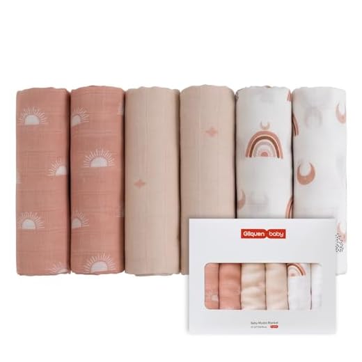 GLLQUEN Musselintücher für Babys, 6 Stück Spucktücher aus Baumwolle 70 cm x 70 cm, saugfähig und atmungsaktiv und ideal zum Reinigen, Abwischen und Abdecken von Neugeborenen