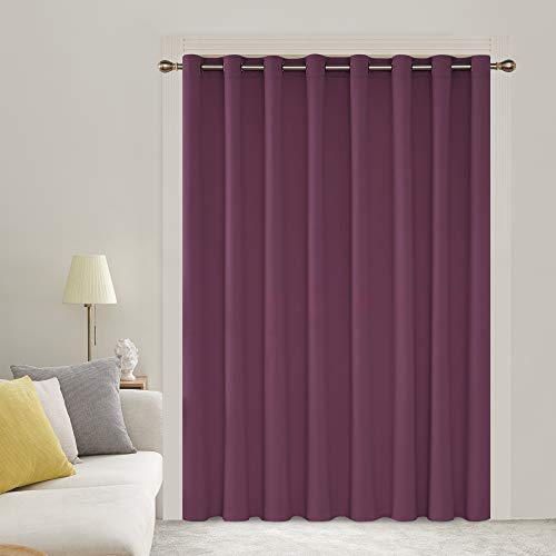 Image of Deconovo 1 Panel Blackout Drape Wide Width Grommet Bedroom Curtains for Windows, 100W X 84L, Super Pink
