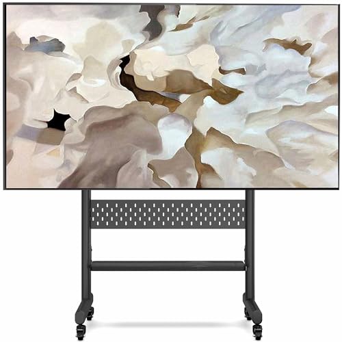 Image of FITUEYES TV Floor Stand on Wheels for 40-85 inch Screen, Height Adjustable Rolling TV Cart with Peg Board, Lockable Casters & Storage Shelf, Holds 60KG Max VESA 600x400mm Black
