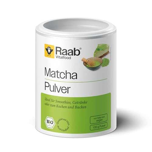 Raab Vitalfood Bio Matcha Pulver, Grüntee Pulver aus Japan, grüner Tee, perfekt für Smoothies und zum Kochen und Backen, 100 g