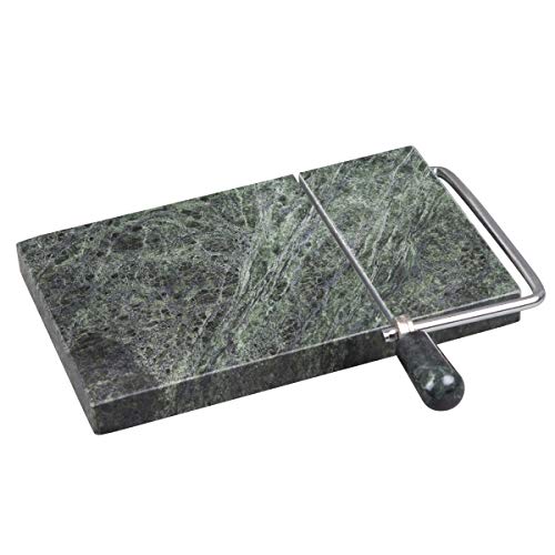 Creative Home Natural Green Marble Cheese Slicer Butter Cutter with Replacement Wire Stainless Steel Arm and Marble Handle Kitchen Gadgets Gift, 5