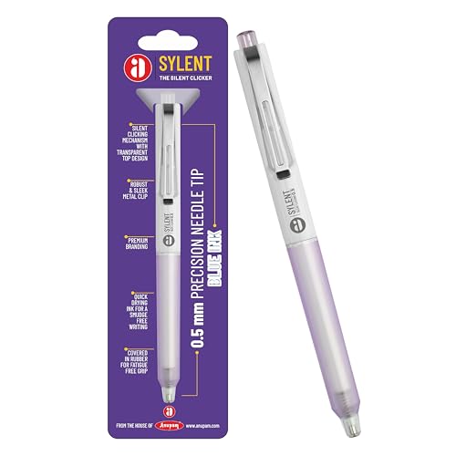 Image of Anupam Sylent Roller Gel Pen 0.7 mm, Waterproof Smooth Quick-Dry Dark Ink, Comfortable Grip Exam & Office Pen, Refillable (Multicolour Body BlueInk, Pack of 12)