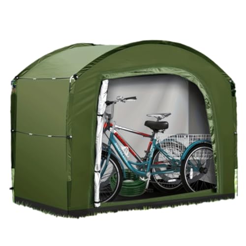 wyazziv バイクカバー 収納 210D オックスフォード 防水 屋外 折りたたみ 大型 1-4人用 シルバーコーティング 保管庫 保護 (200x80x165cm,新しい緑)