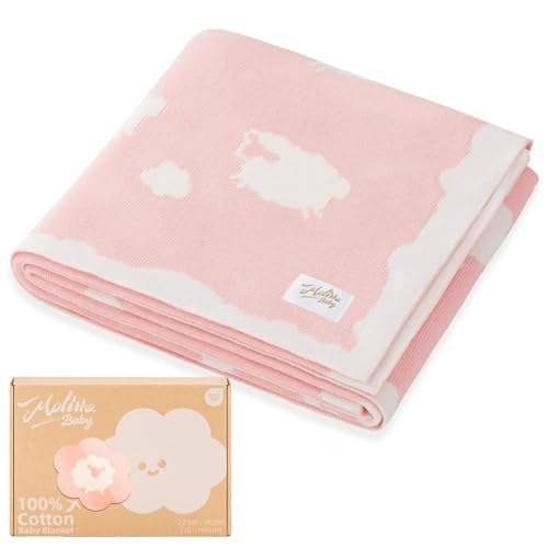 100% Cotton Baby Blanket Ultra Cozy Soft Newborn Swaddle for Boys and Girls, Gentle on Skin, Machine Washable Perfect Registry Essential Sweet Dream Pink