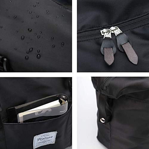 Travel Gym Bag for Women, LANBX Tote Bag Carry on Luggage Sport Duffle Weekender Overnight Bags with Wet Pocket (Black)