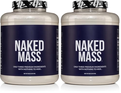 Image of NAKED Mass - Natural Weight Gainer Protein Powder - 8 LB Bulk, GMO Free, Gluten Free & Soy Free. No Artificial Ingredients - 1,250 Calories per Serving (Pack of 2)