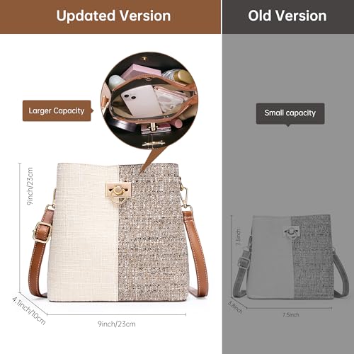 KALIDI Crossbody Purses for Women Vegan Leather Bucket Bag Fashion Ladies Crossbody Handbag Shoulder Purse with Multi Pockets4