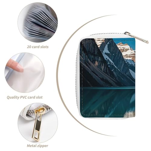 RFID Credit Card Holder Wallets for Women Cute Small Leather Ladies Cardholder Wallets Panorama of The Lake Louise Mountains Card Organizer Case with Zipper4