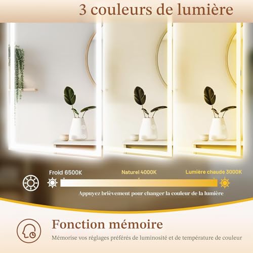 Miroir LED salle de bain Clevich 120x60 cm à intensité variable - 6