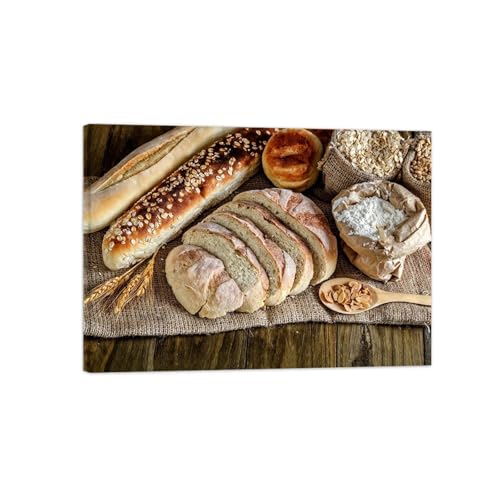 Toile cuisine decoration murale salon vintage nostalgie pain et blé pour salle à manger 20x30