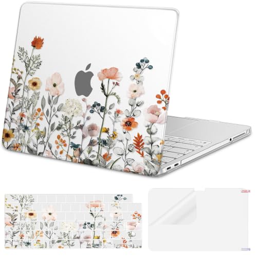 Funda MacBook Neo 13 2026 evita rayones carcasa rígida MOSISO clara flores de jardín A3404