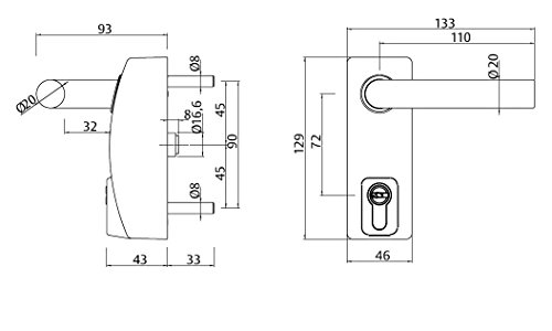 TESA R100B666C Serrure de sécurité monopoint, acier chromé, entrée 60 mm, cylindre T60, rosace E300L – vue 2