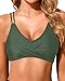 Holipick Olive Green Women's Twist Front Bikini Tops - Push Up Bathing Suit Top Padded Swimsuit Top L