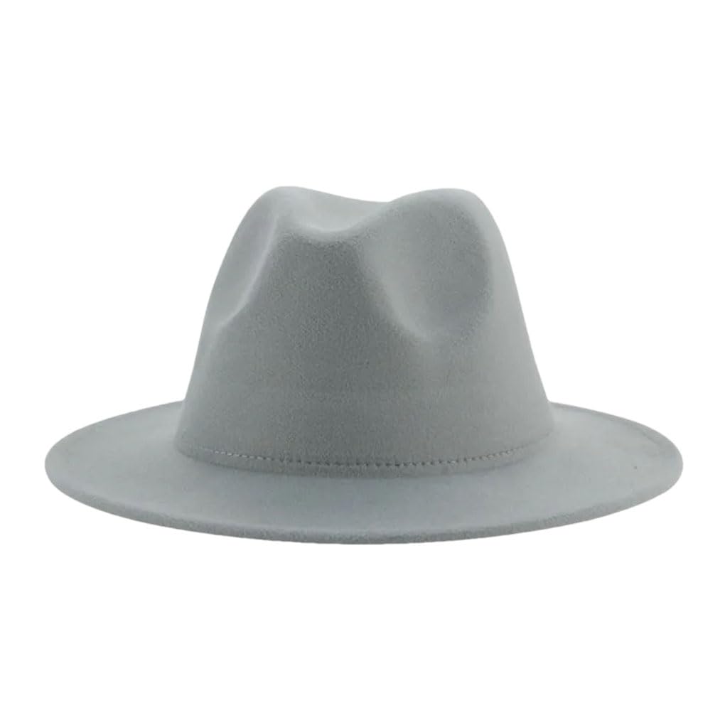 Fedora Cappello da donna invernale da uomo cappelli per le donne formali per matrimoni decorano Panama Cap Fedoras grigio chiaro 9 56-58 cm (adulti)