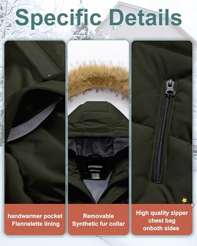 Image of Boy's Winter Coat Waterproof Kids Puffer Jacket Thicken Parka Fleece Lined Bubble Ski Snow Outerwear with Fur Hood