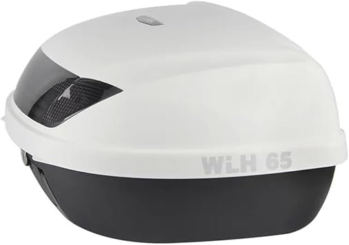 EMENAR 50L Motorcycle Rear Top Case, Motorcycle Trunk Rear Top Box Luggage Top Lock Storage Helmet Box, Large Capacity Waterproof Durable Color White+black light