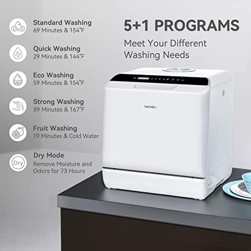 Hermitlux Countertop Dishwasher, 5 Washing Programs Portable Dishwasher With 5-Liter Built-in Water Tank, No Hookup Needed - 2