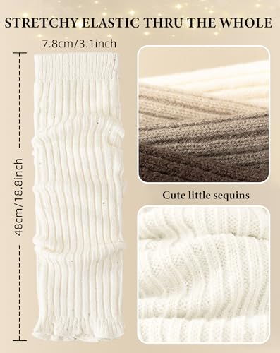 Yawlsow Leg Warmers for Women Girls Y2k Knit Ruffle Leg Warmer Winter with Sequin, Kawaii Long Sock Goth Harajuku Accessories3