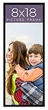 8x18 Frame Black Real Wood Picture Frame Width 0.75 Inches | Interior Frame Depth 0.5 Inches | Black Mid Century Photo Frame Complete with UV Acrylic, Foam Board Backing & Hanging Hardware