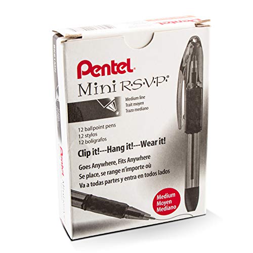 Bolígrafo mini Pentel RSVP de tinta naranja y línea media de 1,0 mm (Paquete de 12)