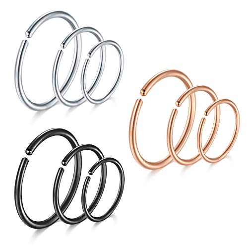 Crdifu Nasenring Nasenpiercing Set Chirurgenstahl 20/18/12 Gauge Lippe Nase Tragus Ohrring Cartilage Piercing Ring Schmuck