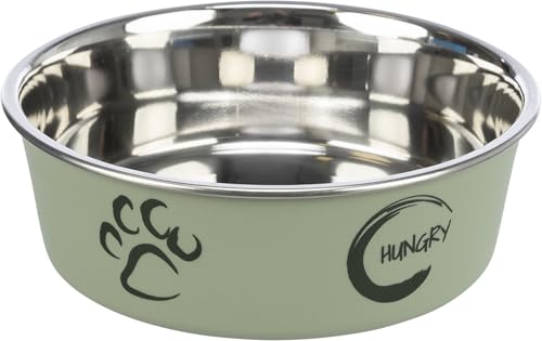 TRIXIE Edelstahl-Napf mit Kunststoffmantel - Fassungsvermögen 2,2 Liter - ø 23 cm - 8 cm hoch - diverse Farbe - zufällige Auswahl - 1 Stück - 25245