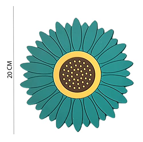 Image of Silicone Trivet Mat - Sunflower Hot Pot Holder Pads - Coasters for Kitchen - Placemat for Hot Dishes - Hot Pads for Table (Set of 4, Big, Multi)