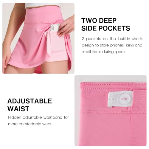 Image of FitsT4 Sports Girl's Golf Skirt Adjustable Waist Active Tennis Skort UPF50+