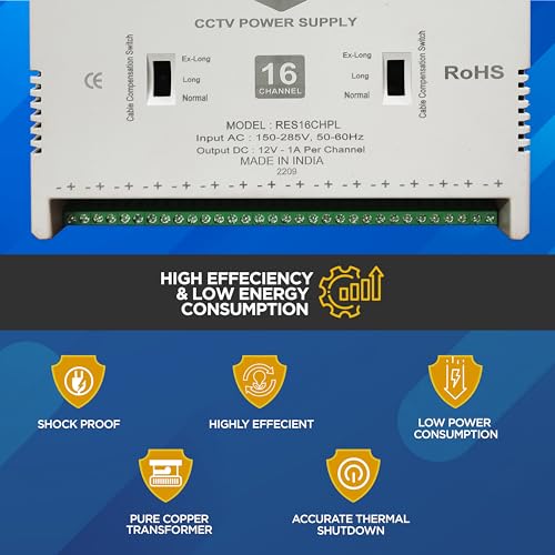 Image of Power Supply AC Adaptor SMPS for LED Strip CCTV Power Adaptor (16 CH)