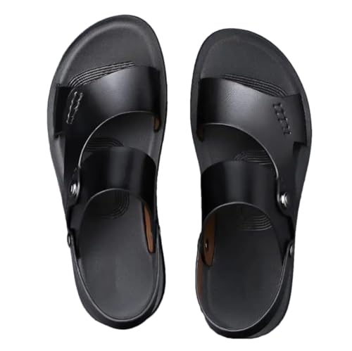Men’S Fashion Genuine Cow Leather Casual Slipper Cool Beach Shoes Basic Open Toe Flat Sandals For Formal Wear